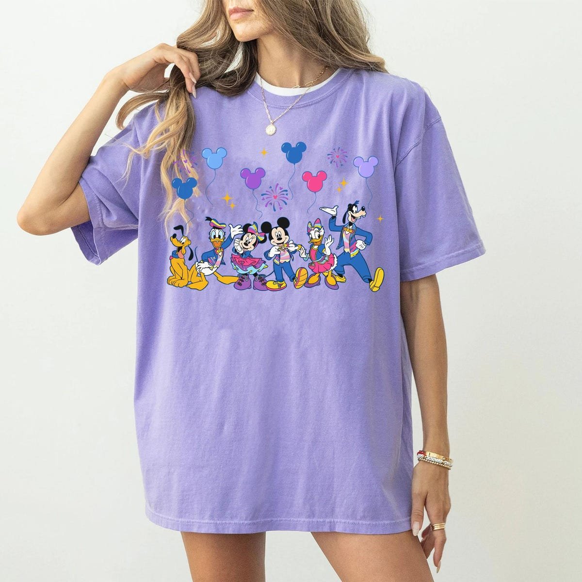 Disneyland 70th Anniversary Mickey Mouse Balloon Shirt Family Trip 2025