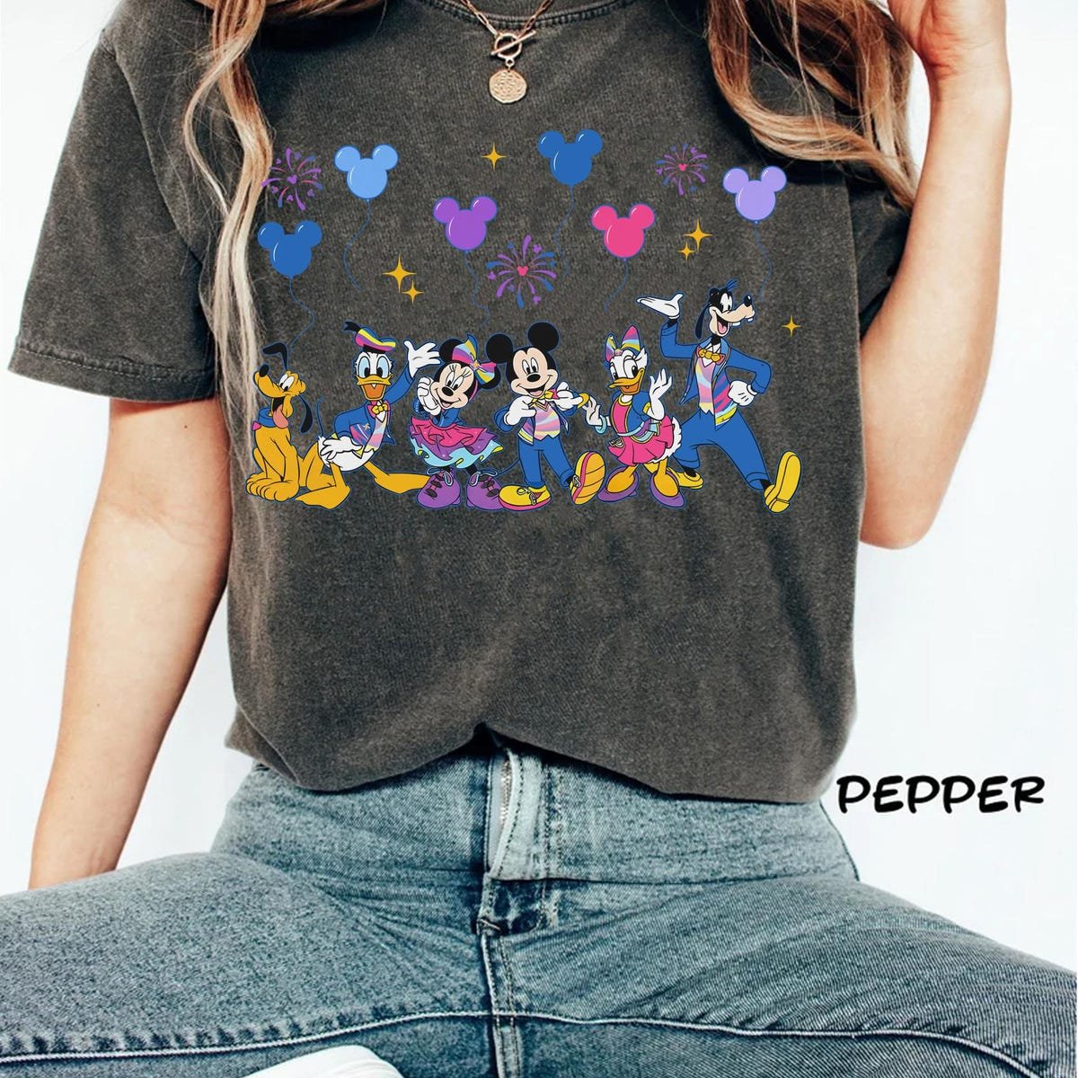 Disneyland 70th Anniversary Mickey Mouse Balloon Shirt Family Trip 2025