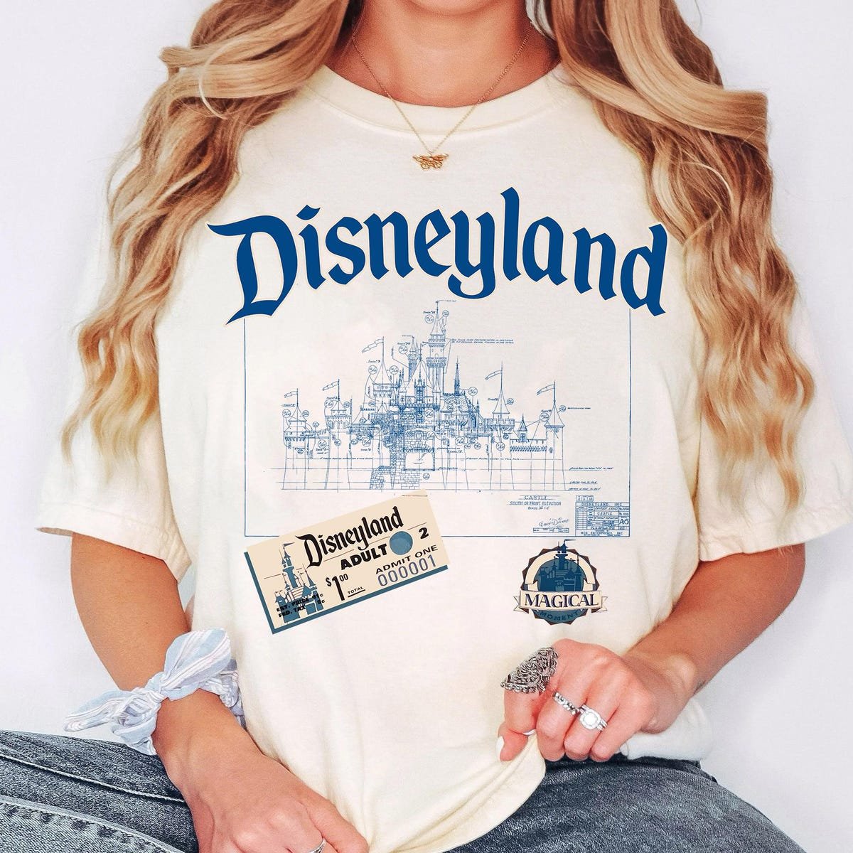 Disneyland Castle T-Shirt Vintage Map Design Family Matching Tee