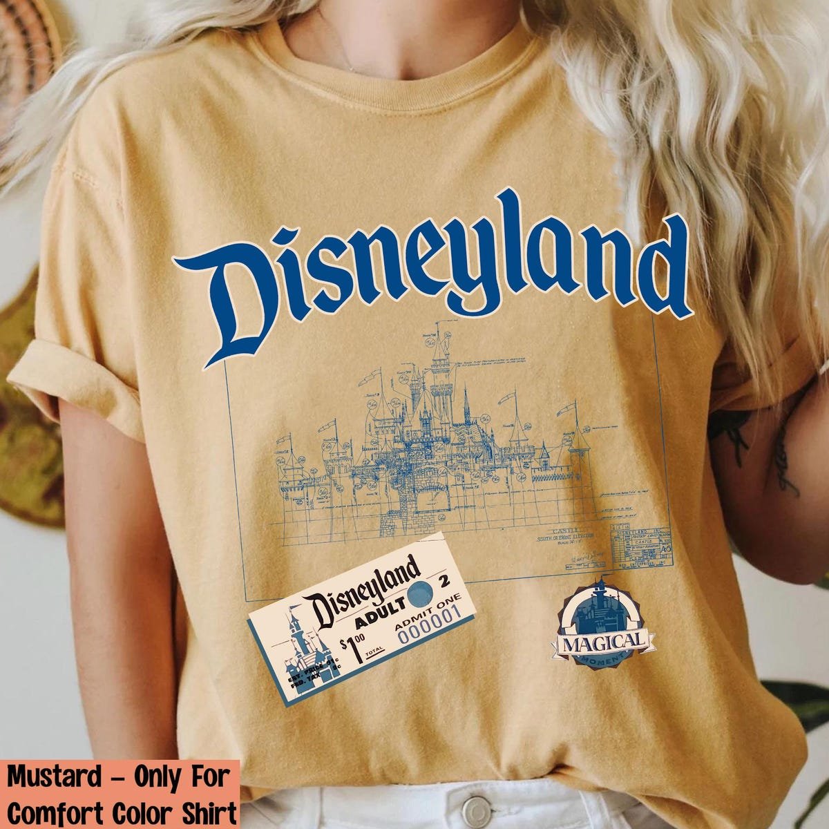 Disneyland Castle T-Shirt Vintage Map Design Family Matching Tee