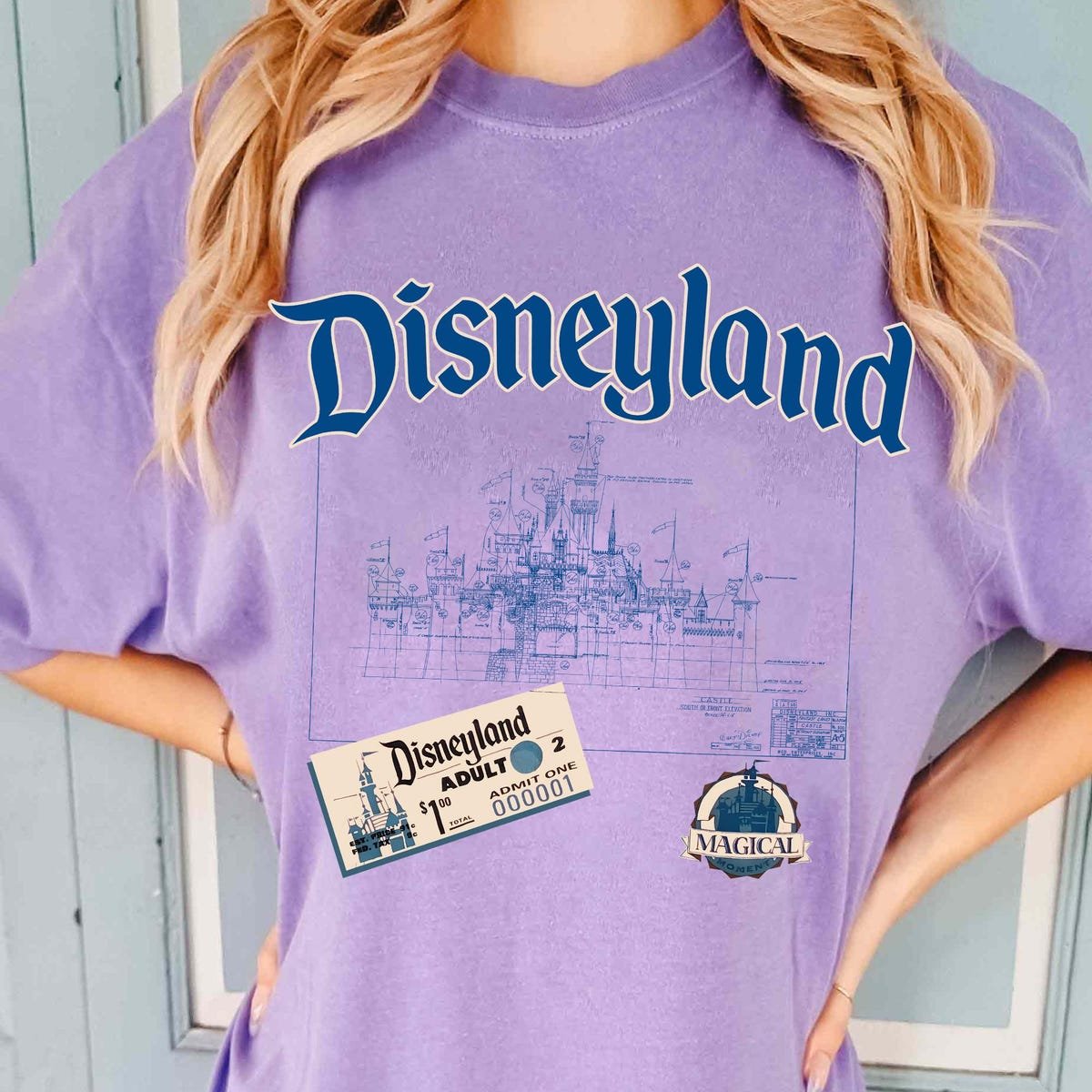 Disneyland Castle T-Shirt Vintage Map Design Family Matching Tee