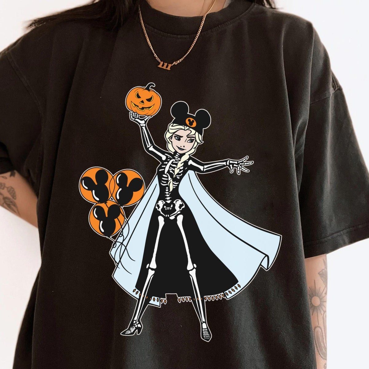 Elsa Skeleton Costume Shirt Halloween Disney Frozen Gift