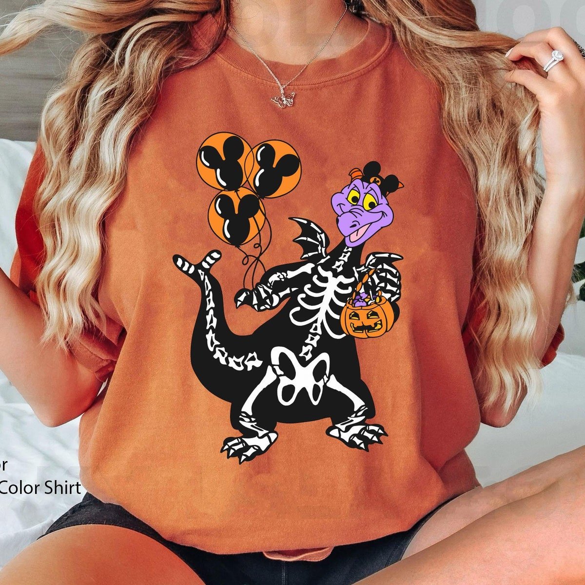 Figment Dragon Skeleton Shirt Halloween Disney Epcot Pumpkin Design
