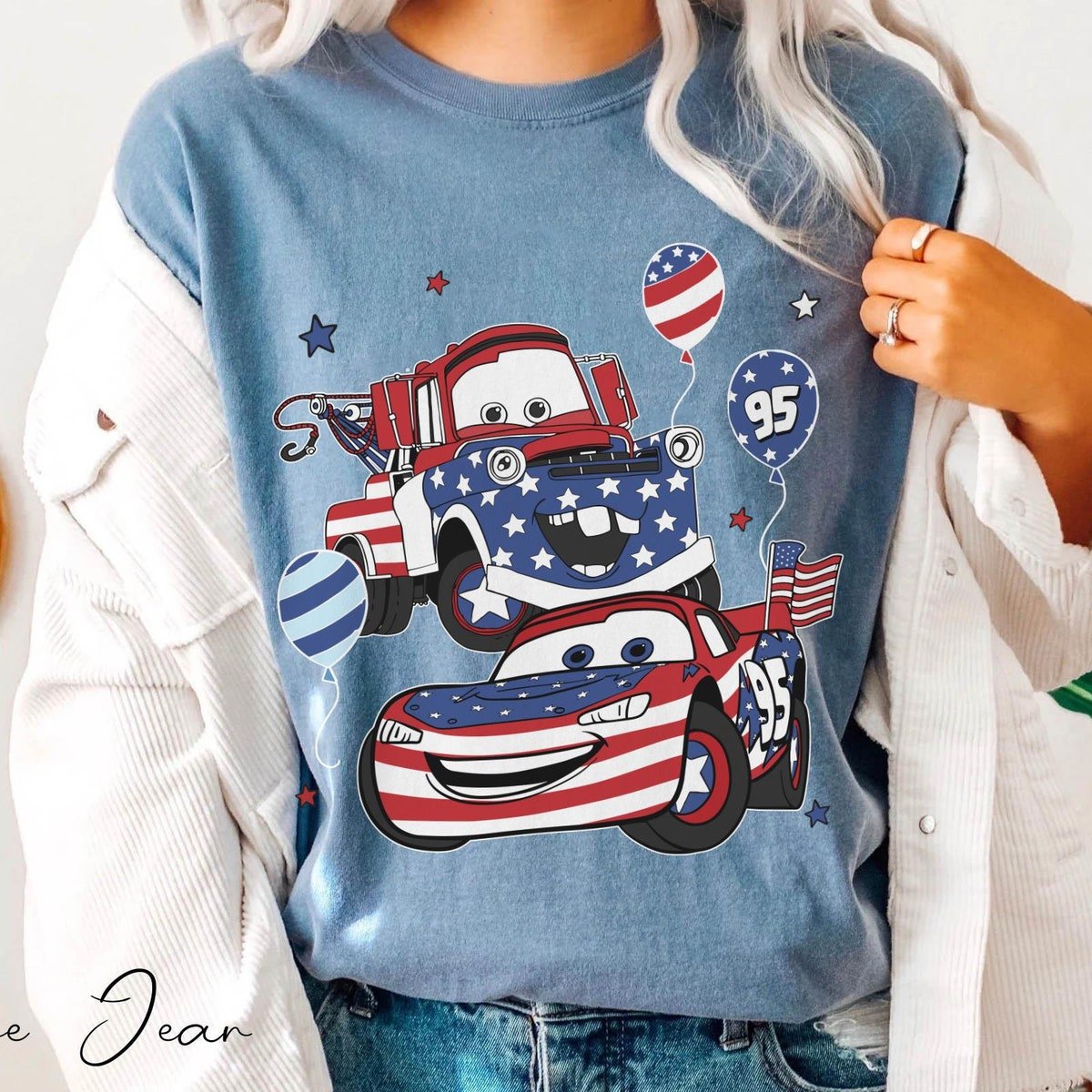 Lightning McQueen Tow Mater 4th July Shirt Disney Cars Patriotic T-shirt
