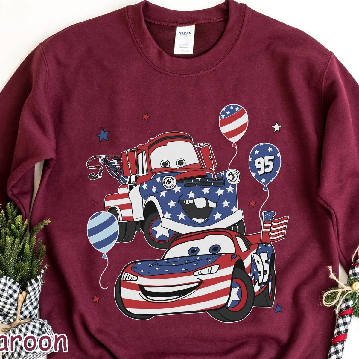 Lightning McQueen Tow Mater 4th July Shirt Disney Cars Patriotic T-shirt