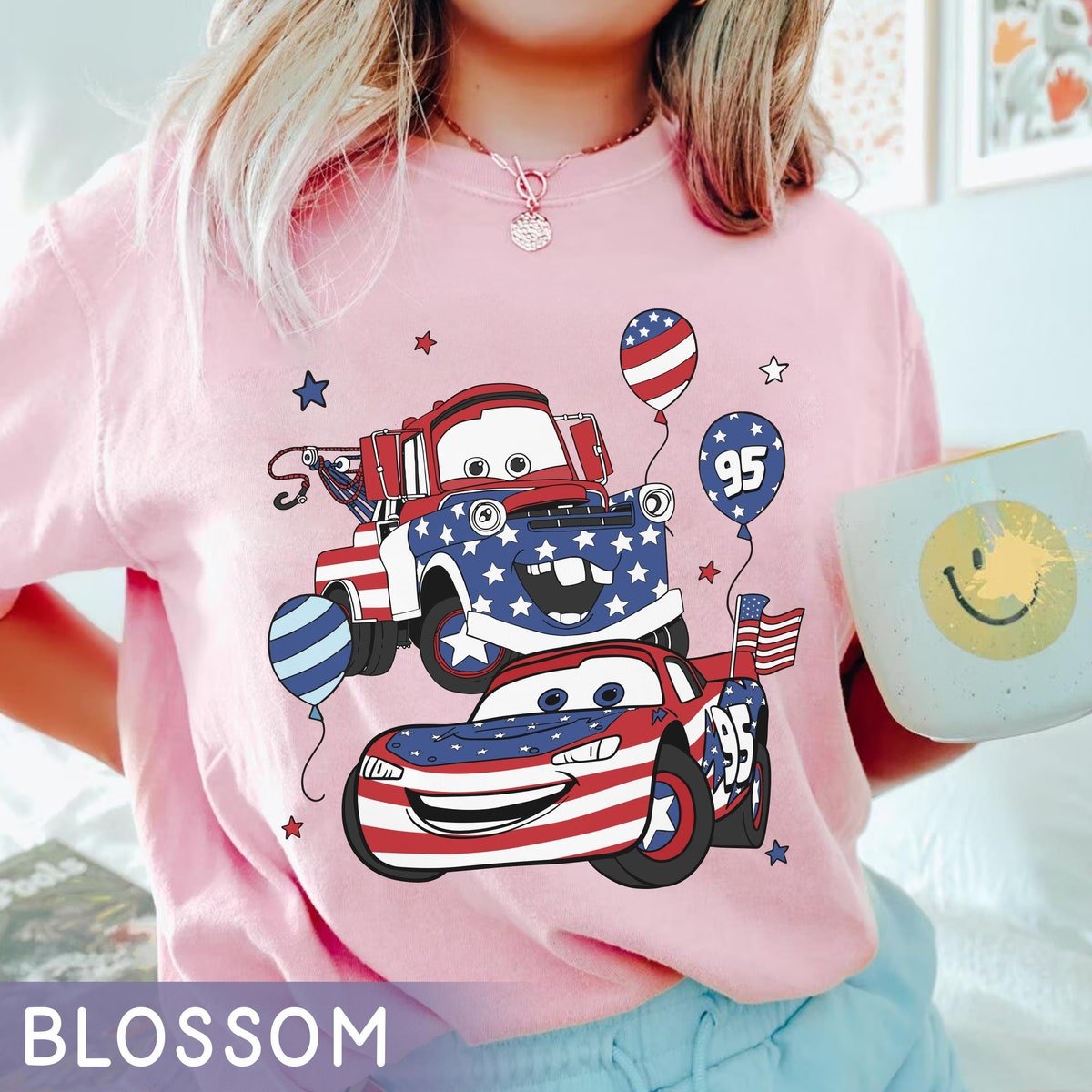 Lightning McQueen Tow Mater 4th July Shirt Disney Cars Patriotic T-shirt