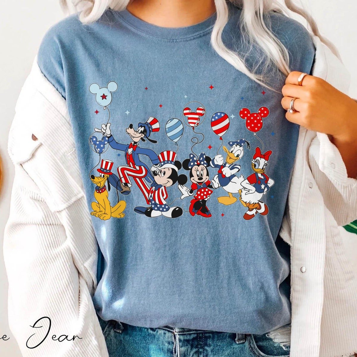 Mickey Friends Balloon Shirt Disney July 4th Independence Day 2024 T-shirt