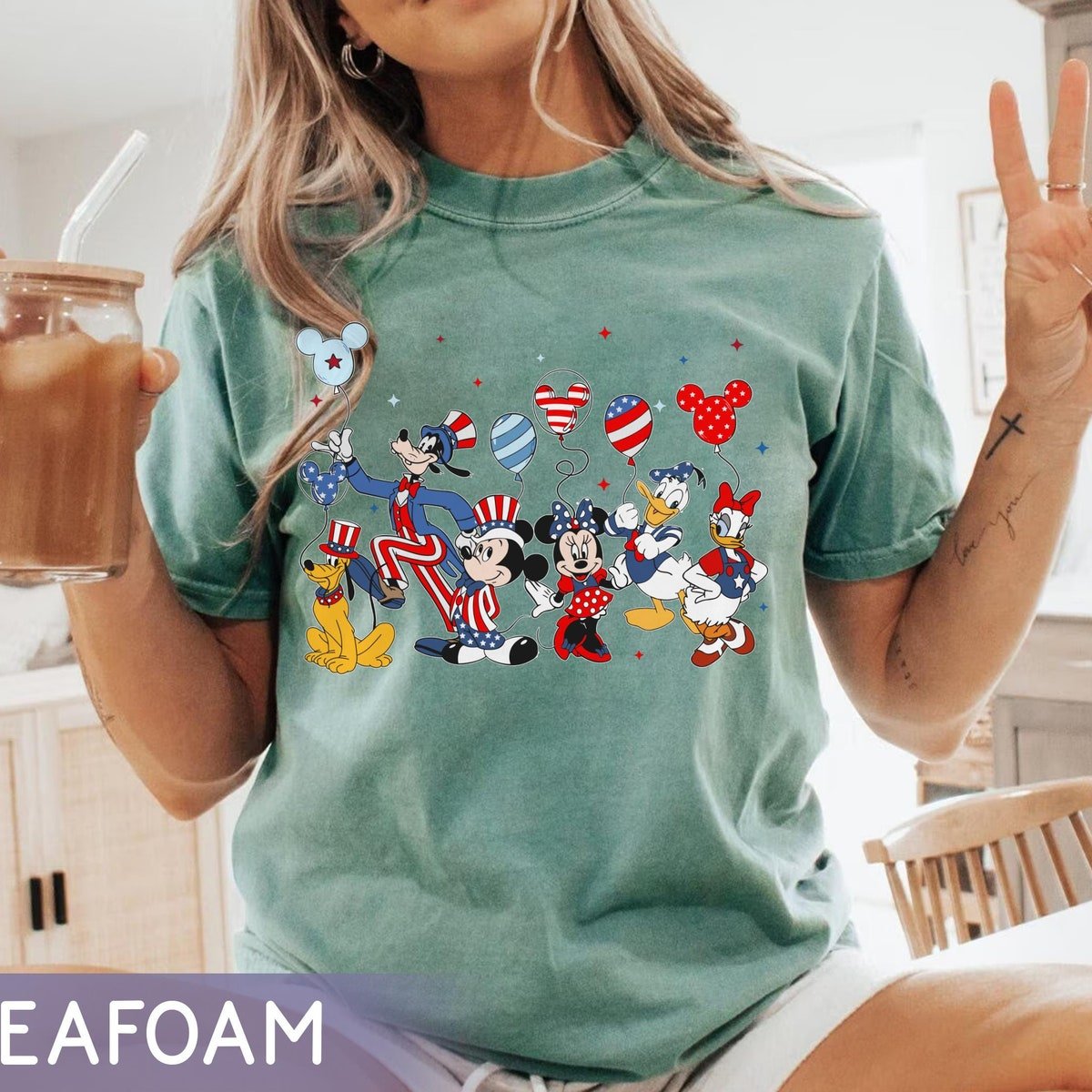 Mickey Friends Balloon Shirt Disney July 4th Independence Day 2024 T-shirt