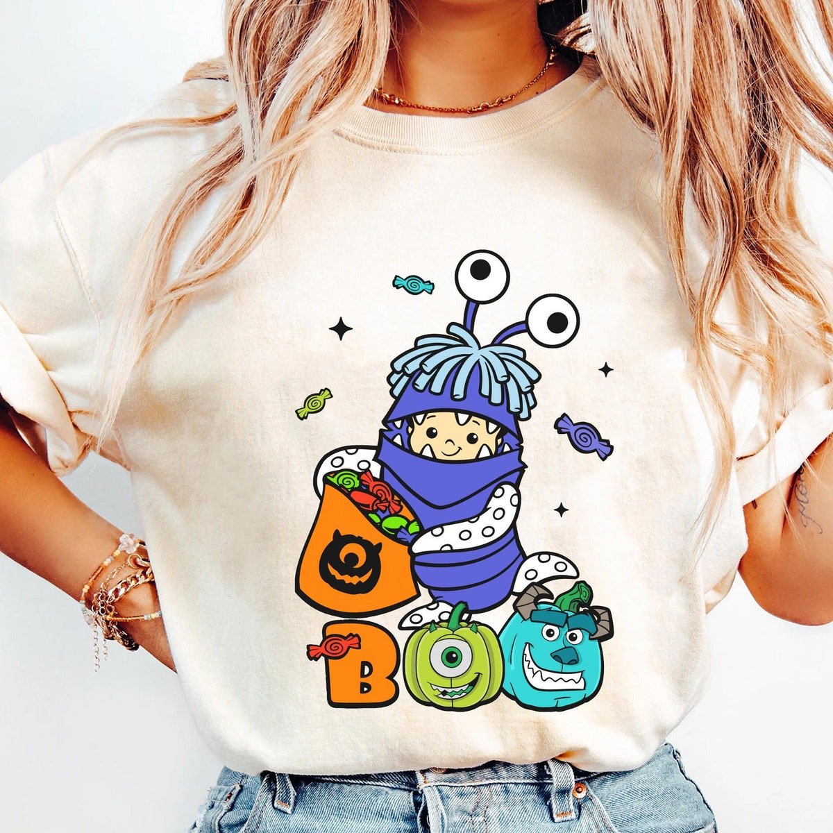 Monster Inc Halloween Costume Tee Mike Sulley Boo Disney Spooky Season