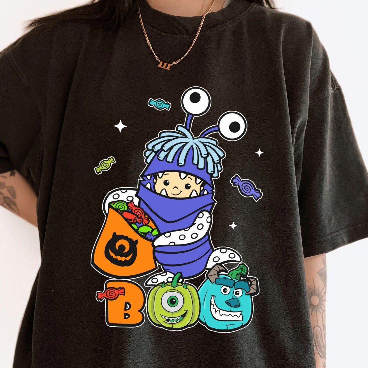 Monster Inc Halloween Costume Tee Mike Sulley Boo Disney Spooky Season