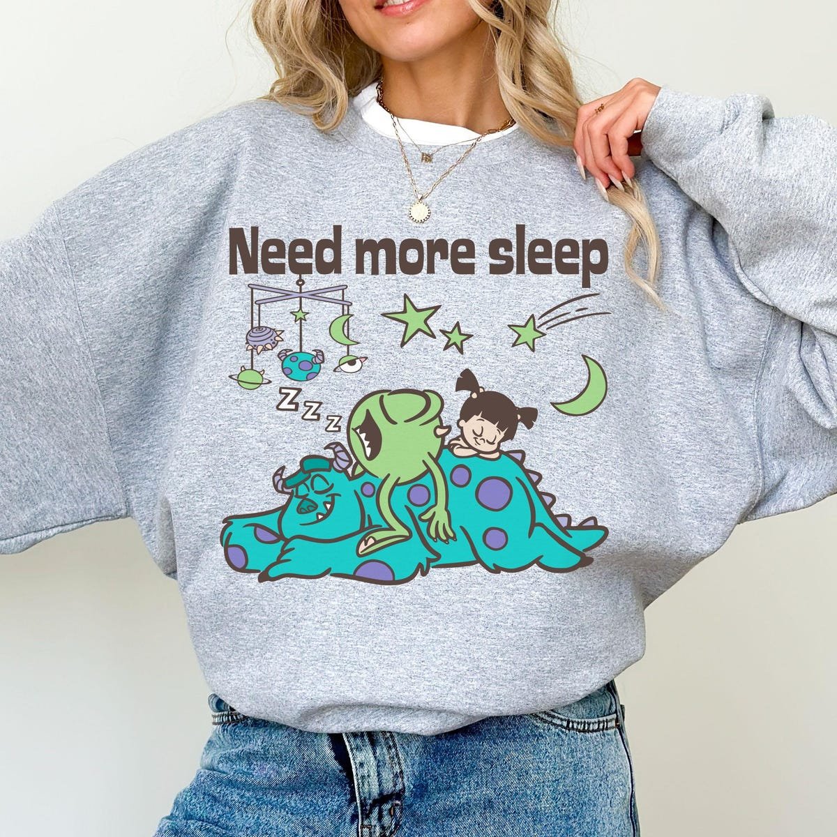 Monsters Inc Sulley Mike Boo Sleep Shirt Energy Saving Lazy Day Tee