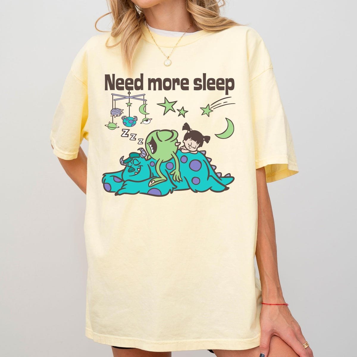 Monsters Inc Sulley Mike Boo Sleep Shirt Energy Saving Lazy Day Tee