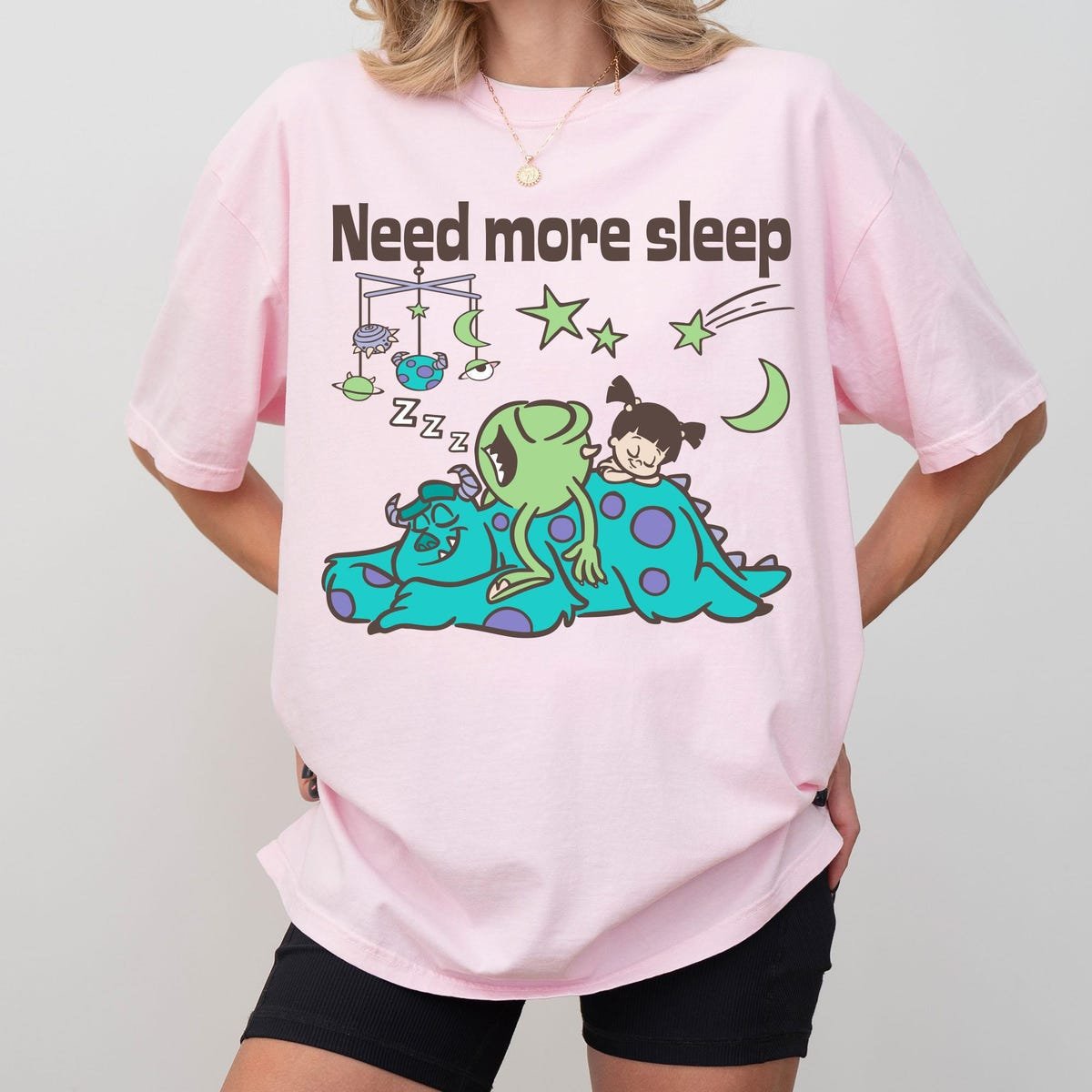 Monsters Inc Sulley Mike Boo Sleep Shirt Energy Saving Lazy Day Tee