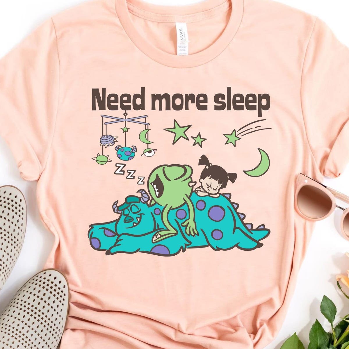 Monsters Inc Sulley Mike Boo Sleep Shirt Energy Saving Lazy Day Tee