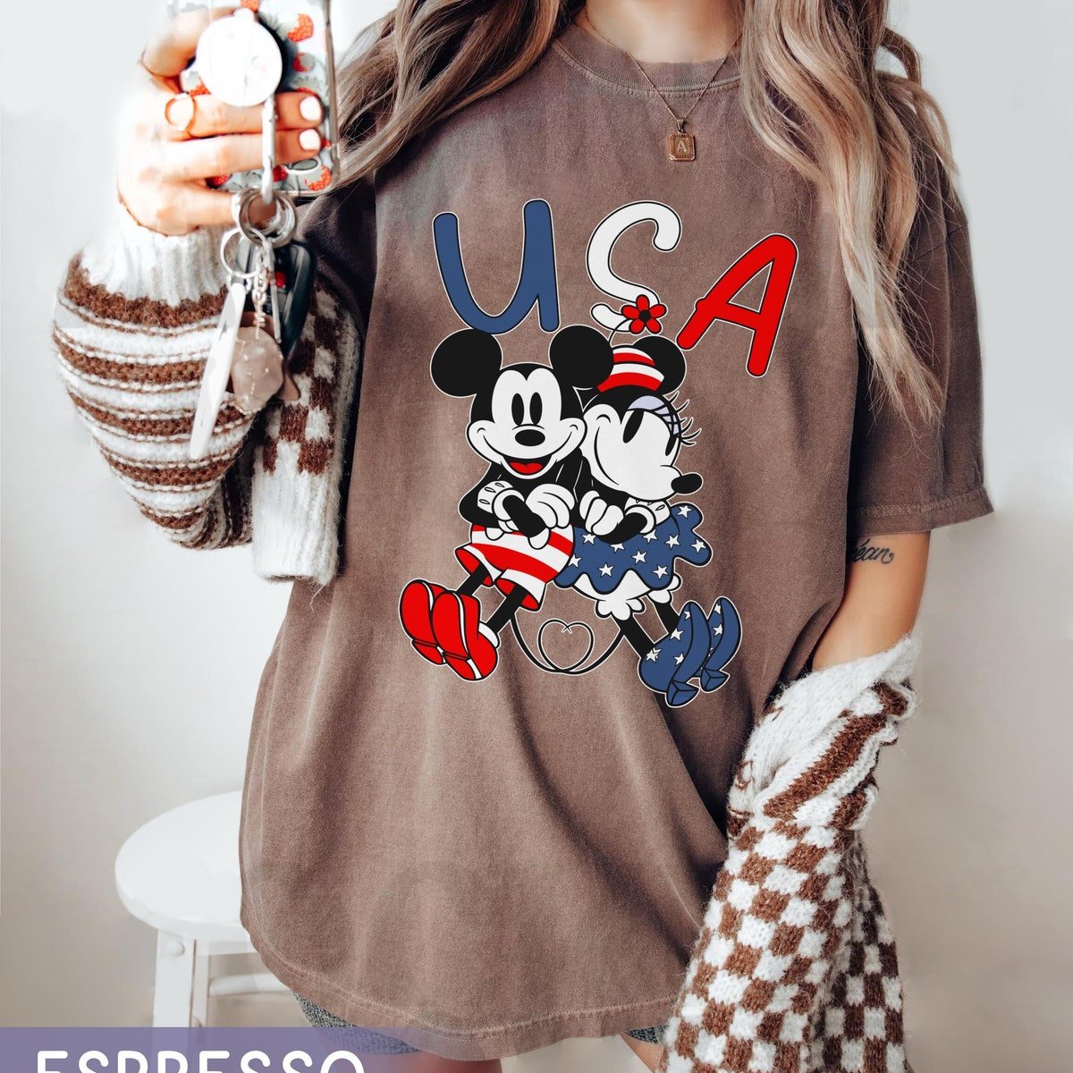 Patriotic USA Disney Shirt Mickey Minnie 4th July Independence Day 2024