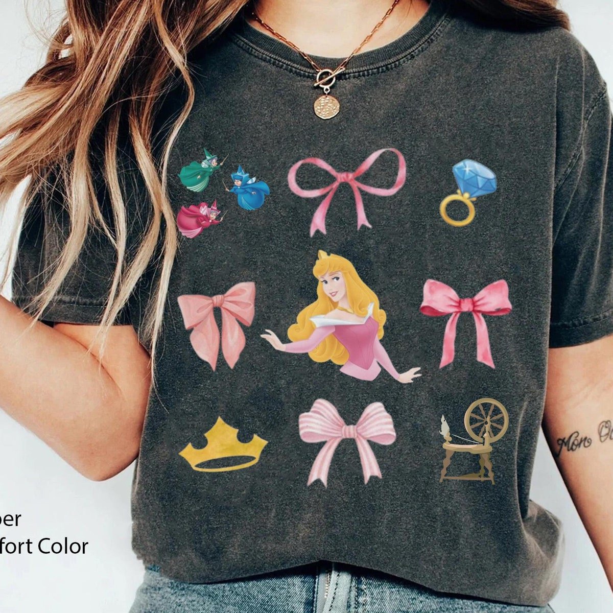 Retro Aurora Princess Bow Shirt Sleeping Beauty Disney Girls Trip