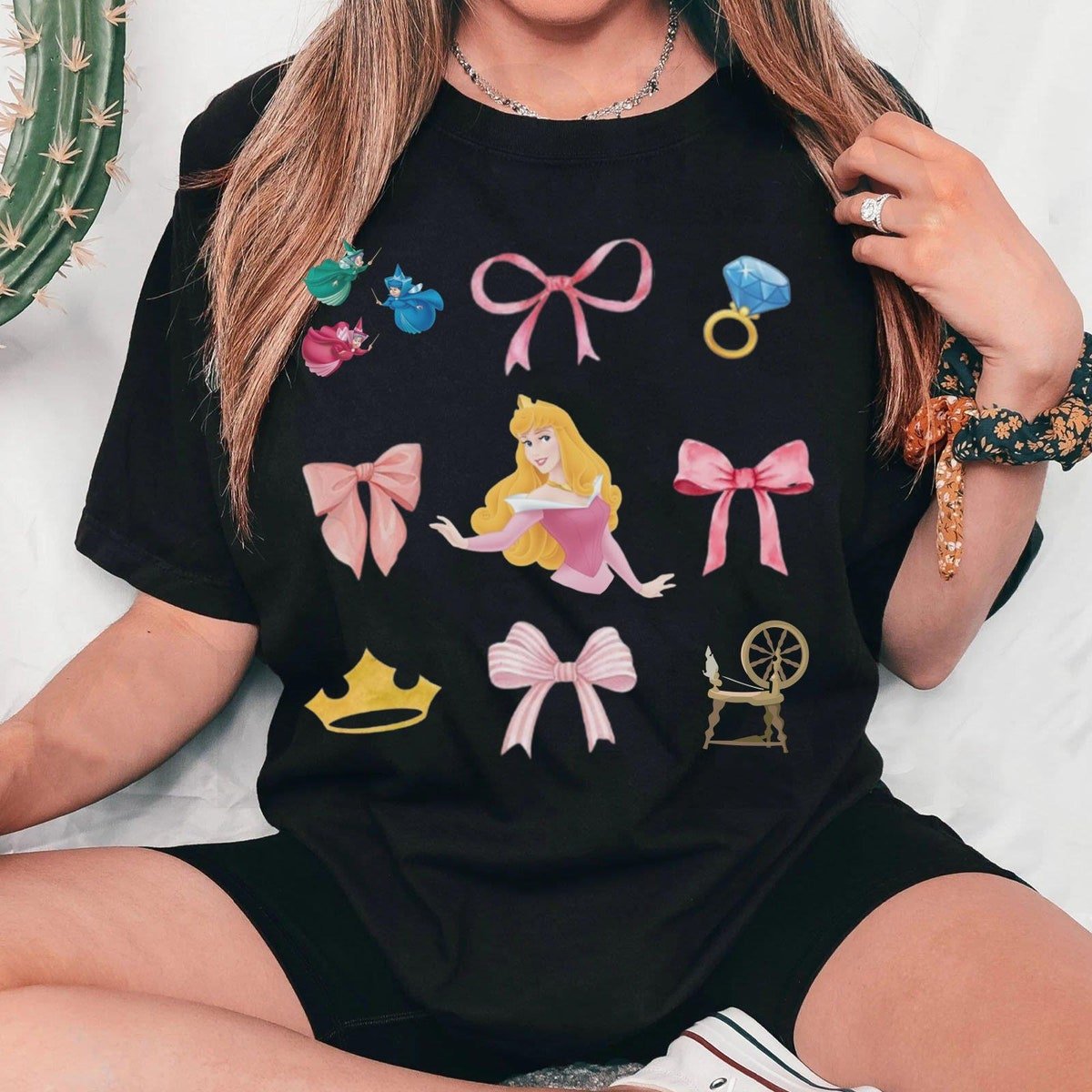 Retro Aurora Princess Bow Shirt Sleeping Beauty Disney Girls Trip