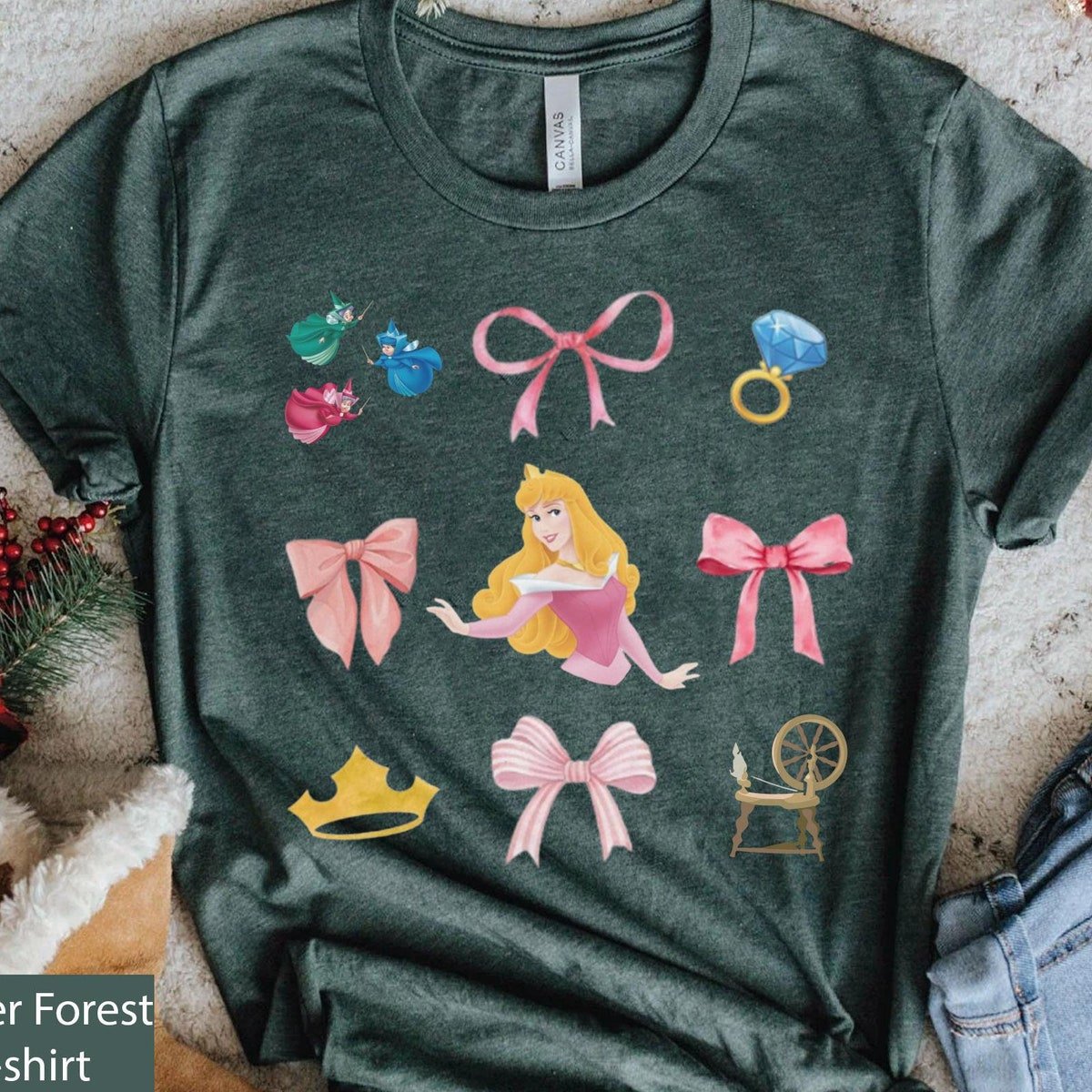 Retro Aurora Princess Bow Shirt Sleeping Beauty Disney Girls Trip