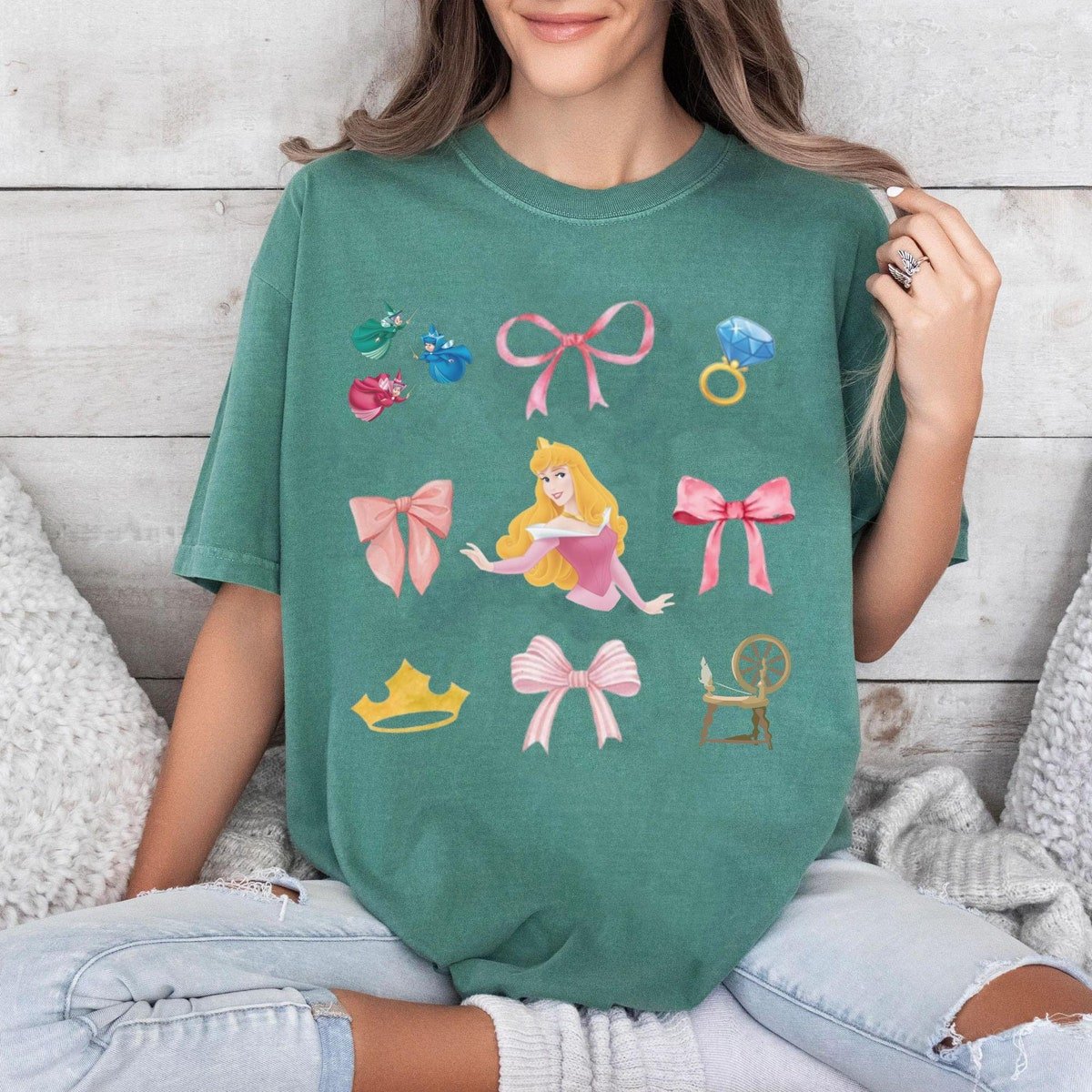 Retro Aurora Princess Bow Shirt Sleeping Beauty Disney Girls Trip