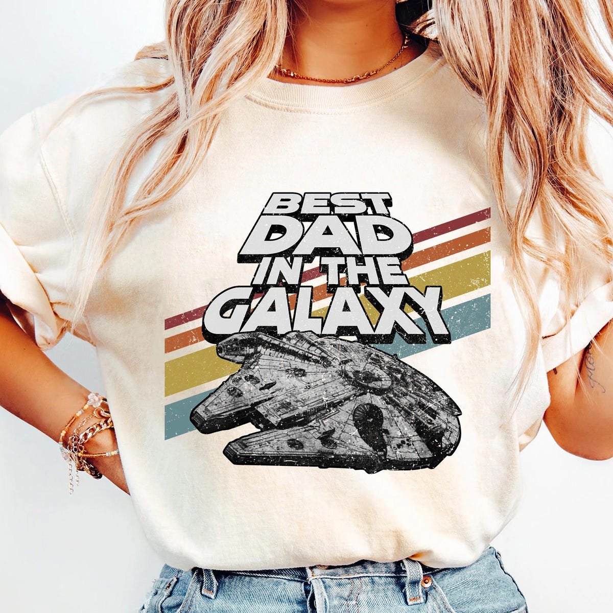 Retro Millennium Falcon Best Dad Shirt Star Wars Father's Day Gift