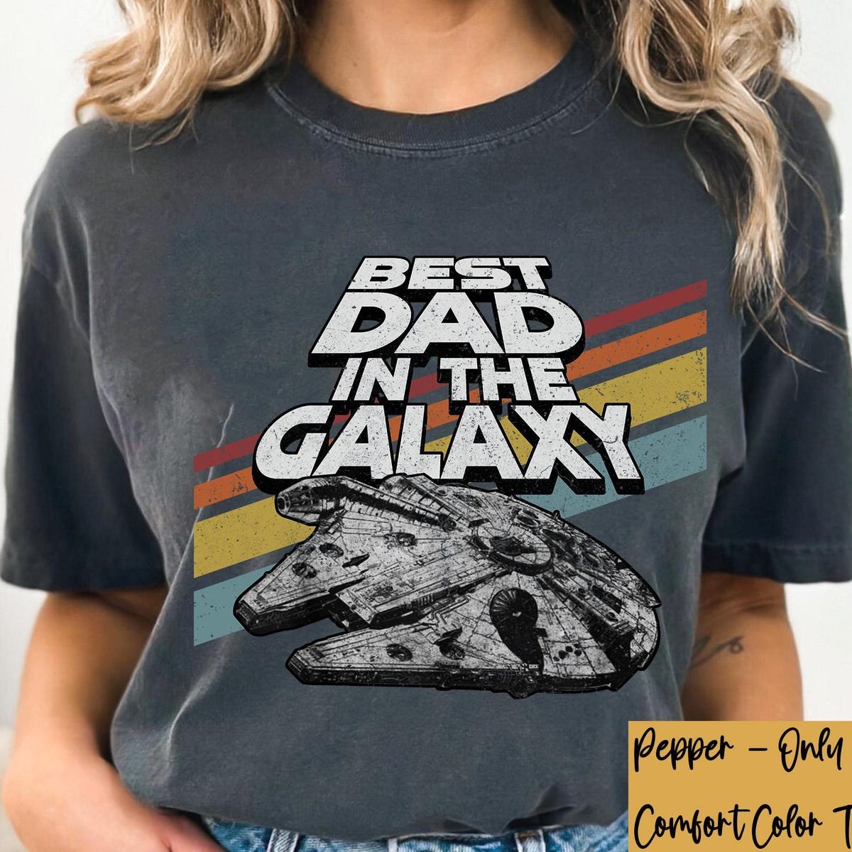 Retro Millennium Falcon Best Dad Shirt Star Wars Father's Day Gift