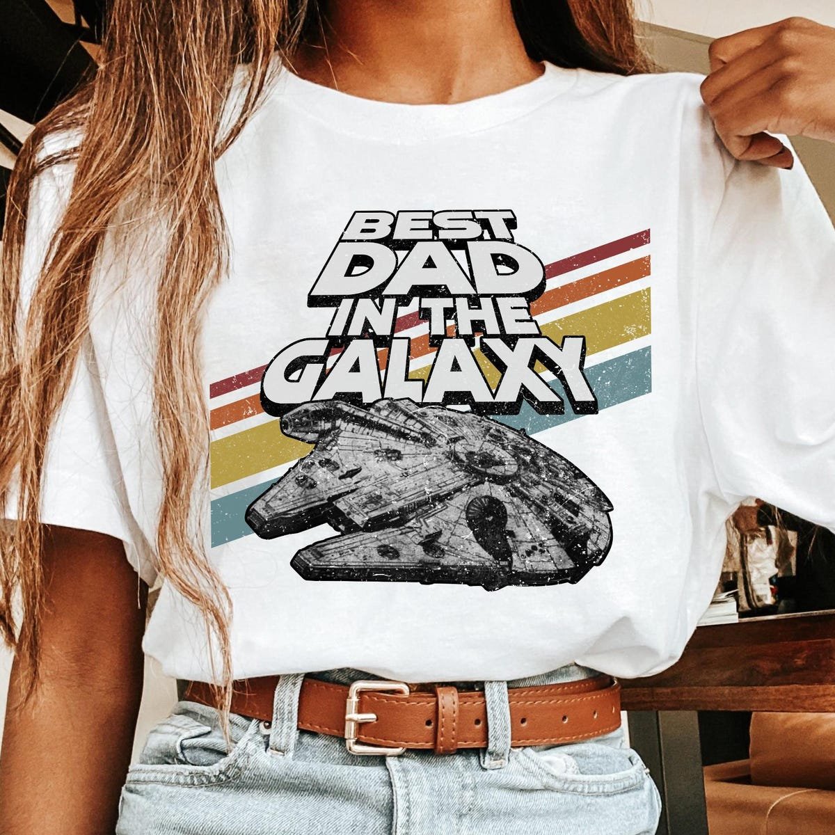 Retro Millennium Falcon Best Dad Shirt Star Wars Father's Day Gift