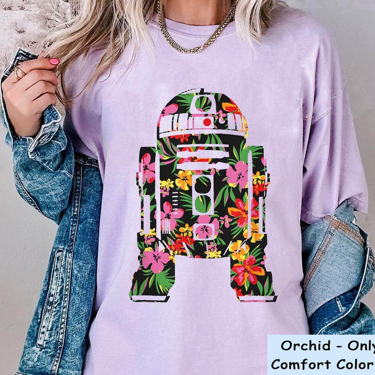 Star Wars R2-D2 Tropical Floral T-Shirt Summer Vibes