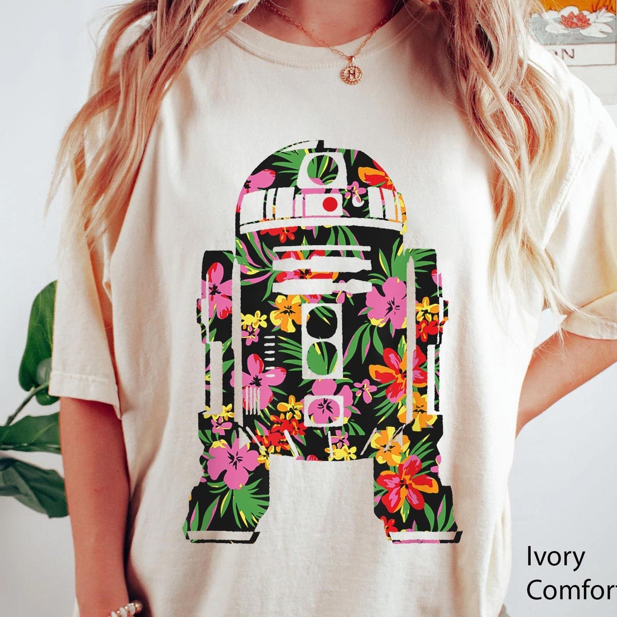 Star Wars R2-D2 Tropical Floral T-Shirt Summer Vibes