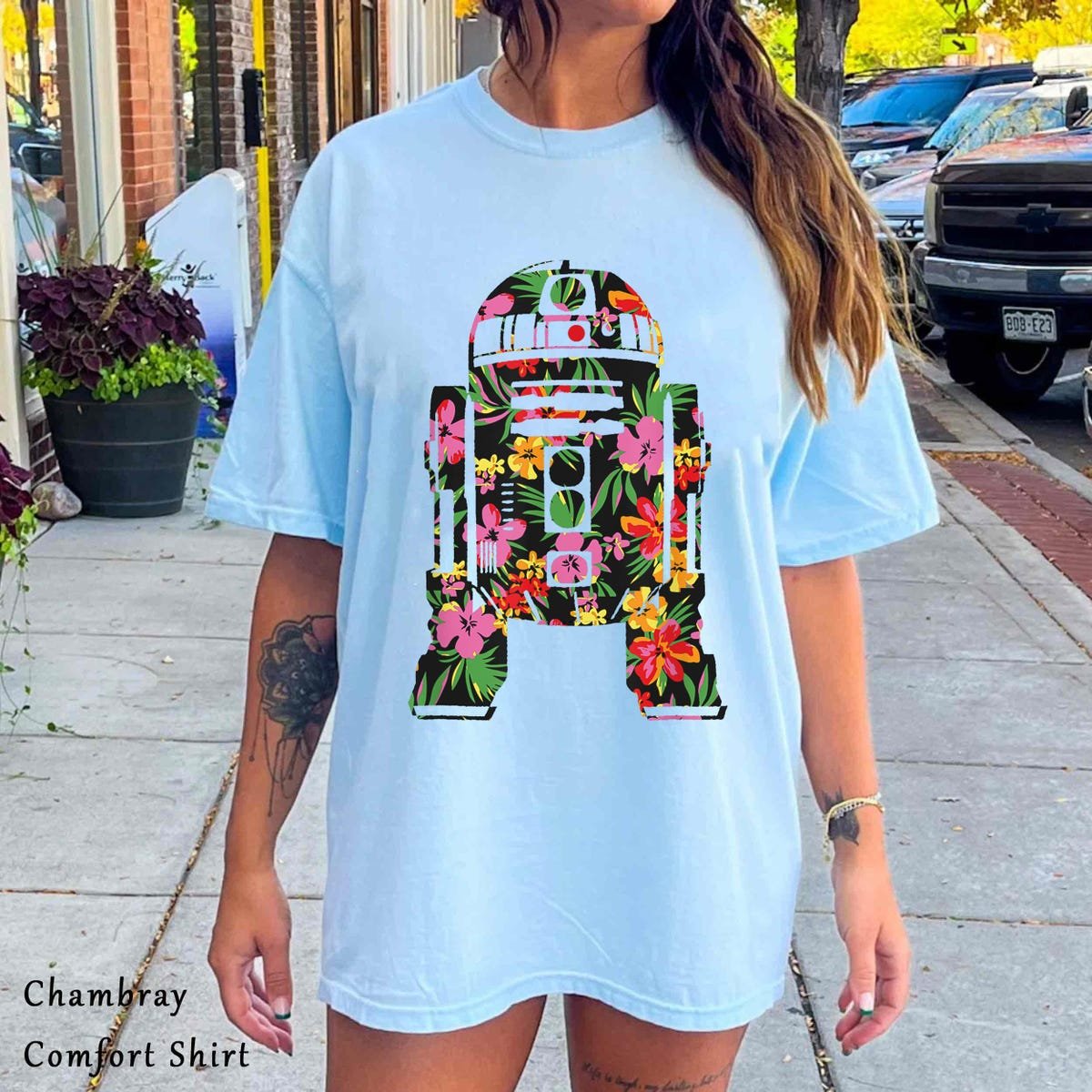 Star Wars R2-D2 Tropical Floral T-Shirt Summer Vibes