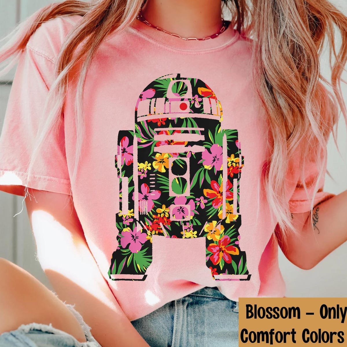 Star Wars R2-D2 Tropical Floral T-Shirt Summer Vibes