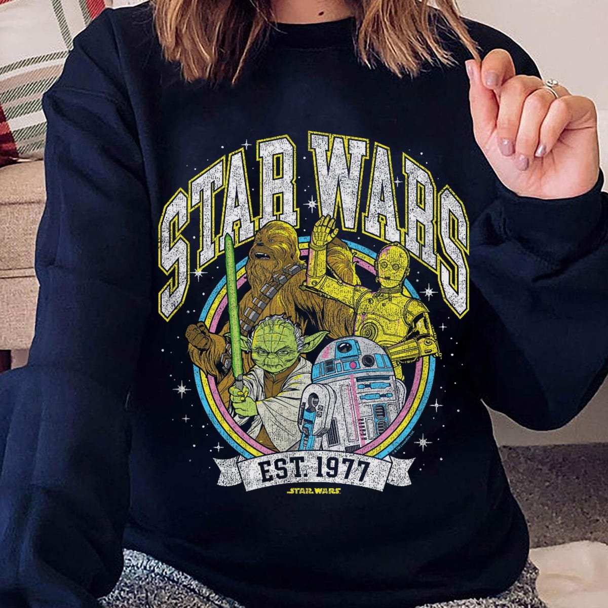 Star Wars T-Shirt 1977 Retro Yoda R2D2 C3PO Chewbacca Tee