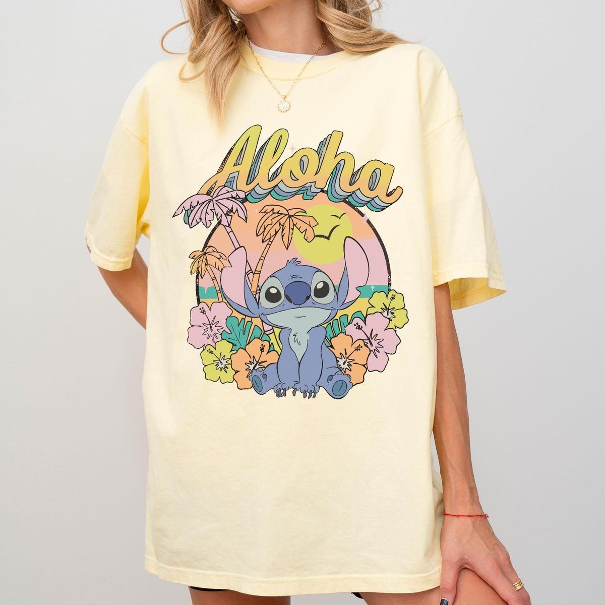 Stitch Hawaii Tee Retro Disney Lilo & Stitch Summer Shirt