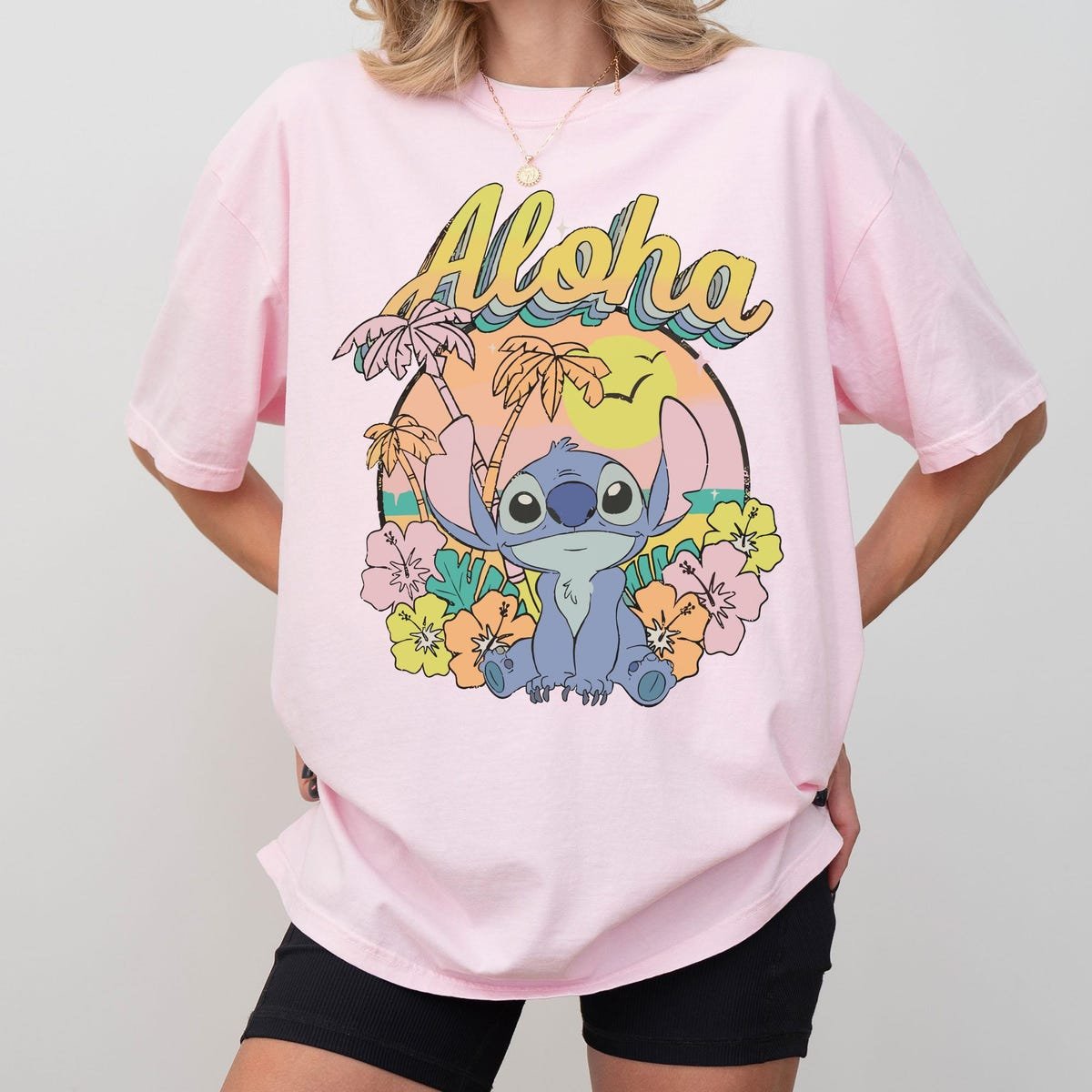 Stitch Hawaii Tee Retro Disney Lilo & Stitch Summer Shirt