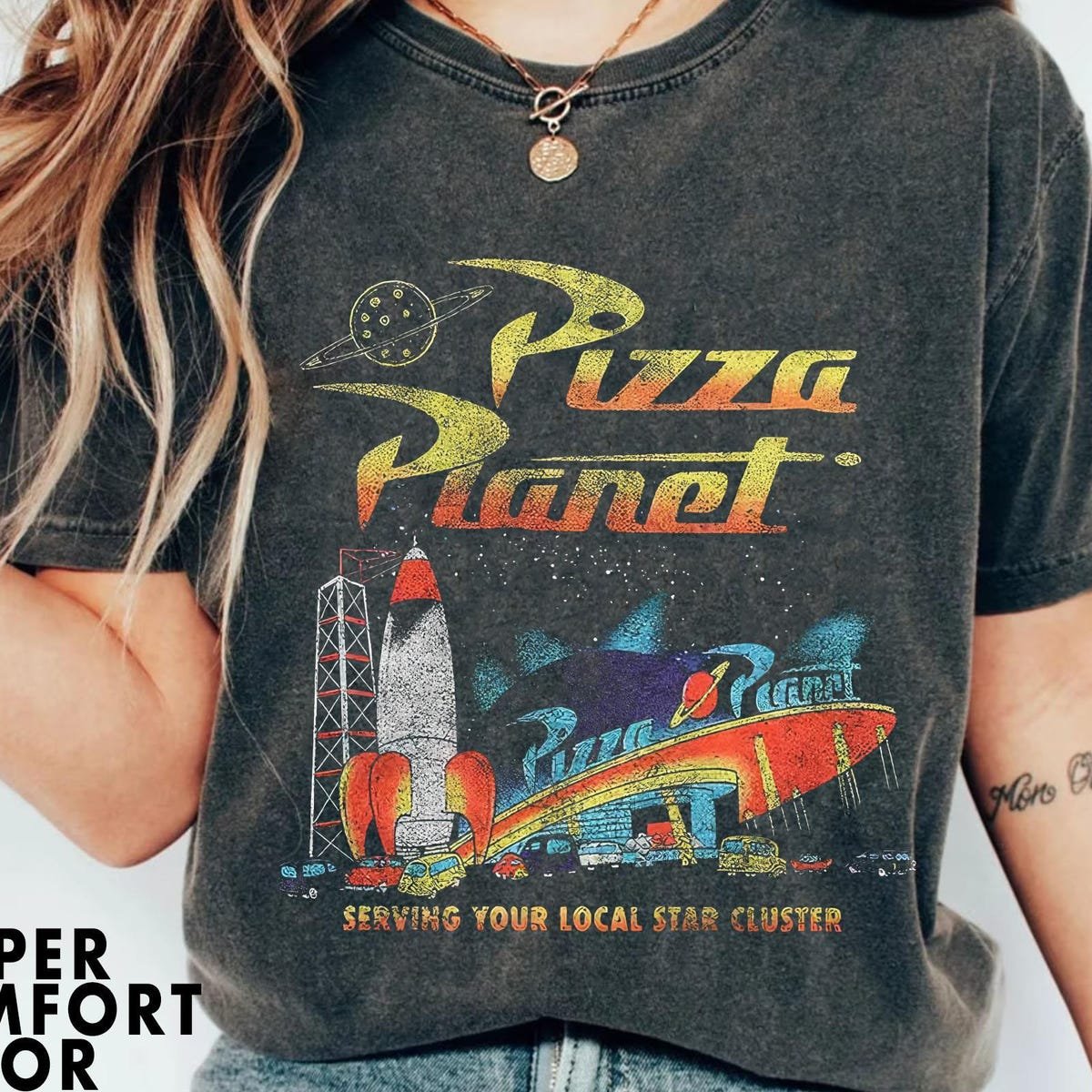 Vintage Disney Pizza Planet Shirt Toy Story Aliens Disneyland 2024 Tee