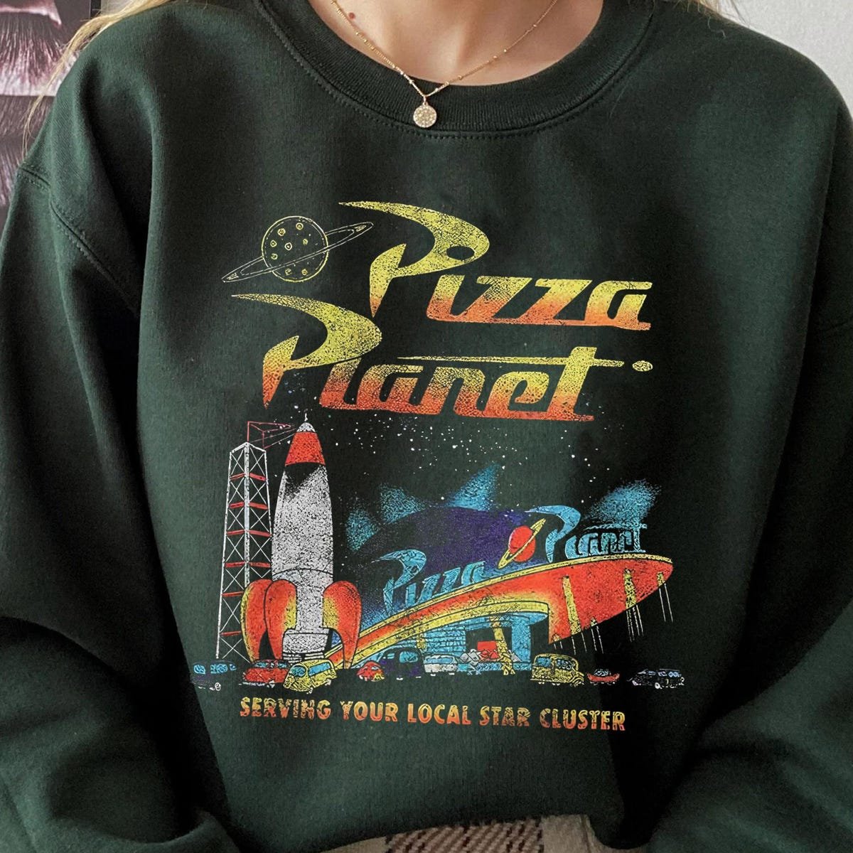 Vintage Disney Pizza Planet Shirt Toy Story Aliens Disneyland 2024 Tee