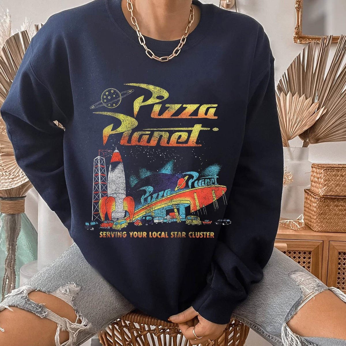 Vintage Disney Pizza Planet Shirt Toy Story Aliens Disneyland 2024 Tee