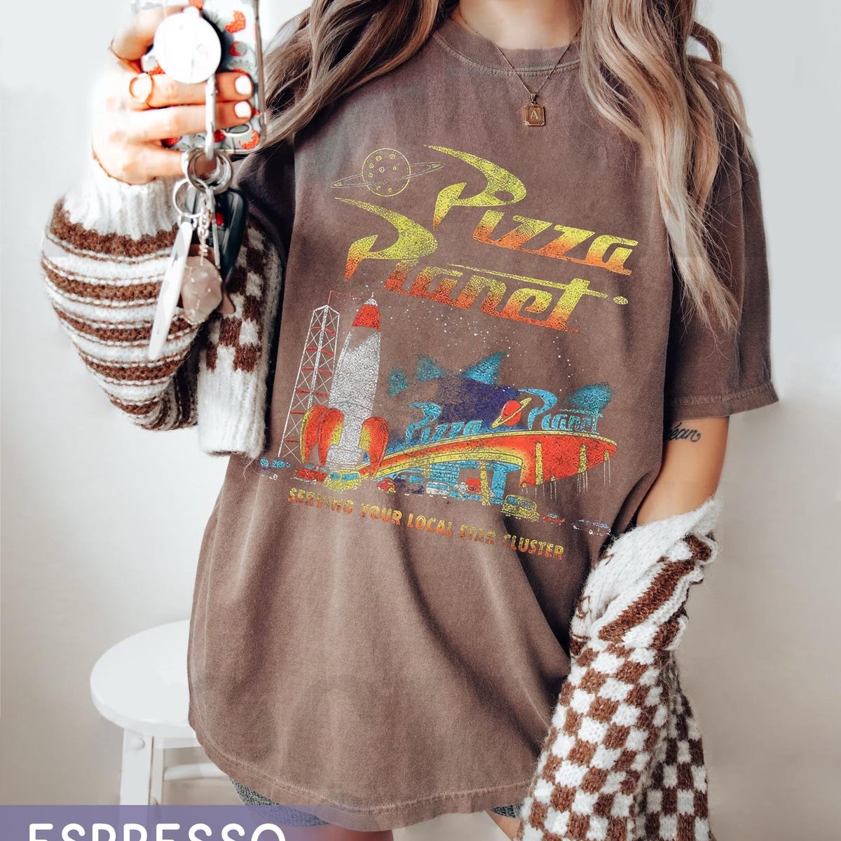 Vintage Disney Pizza Planet Shirt Toy Story Aliens Disneyland 2024 Tee