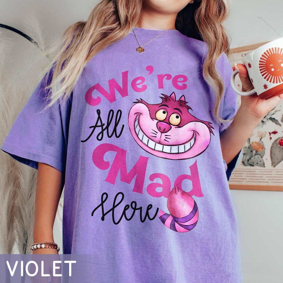 Alice In Wonderland Shirt Mad Here Cheshire Cat Tee Disneyland 2025