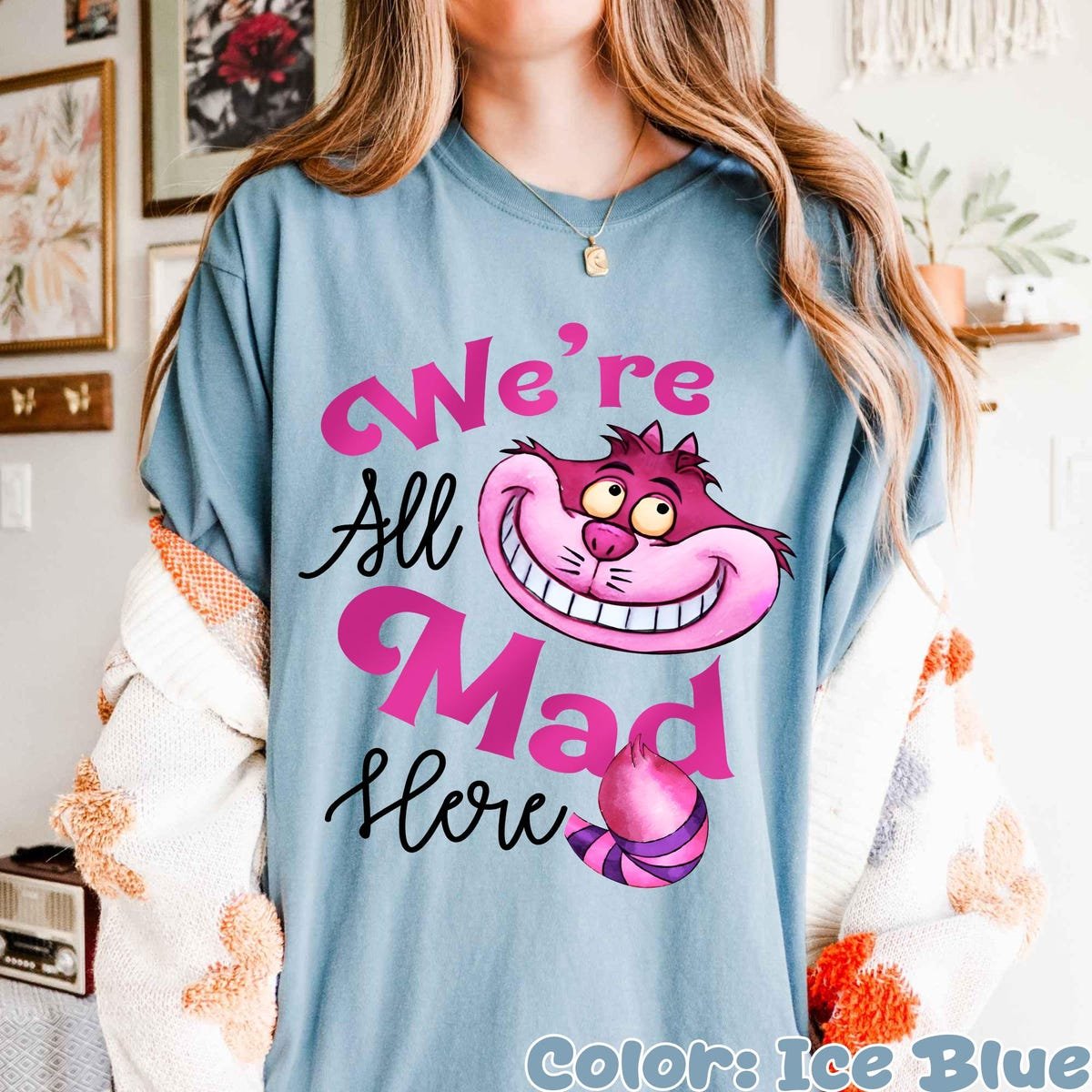 Alice In Wonderland Shirt Mad Here Cheshire Cat Tee Disneyland 2025