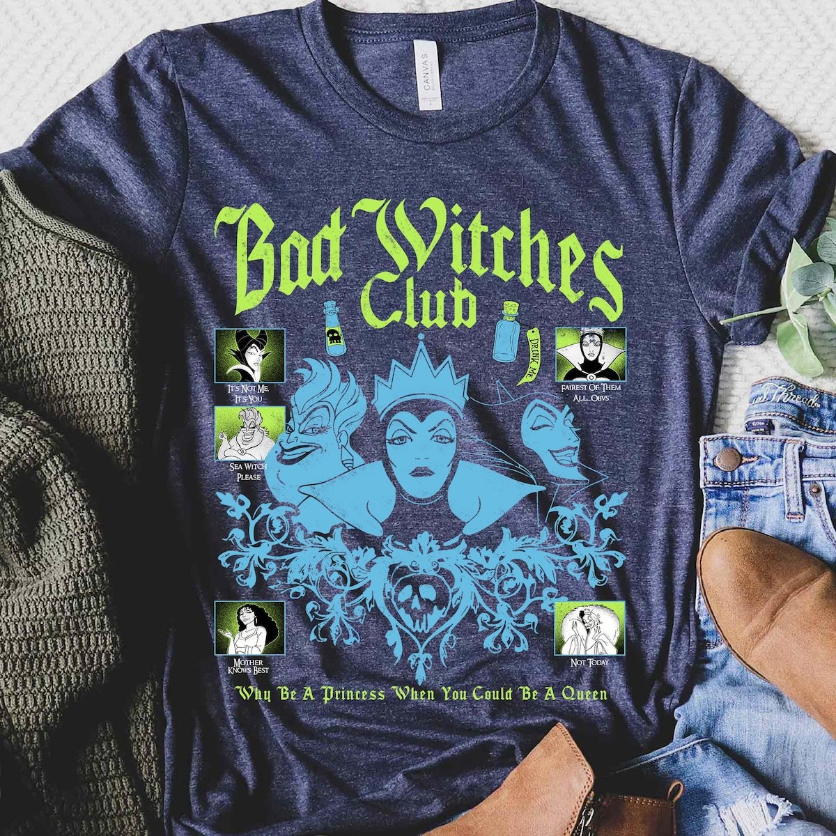 Bad Witches Club Disney Villains T-Shirt Retro Punk Tee 2025