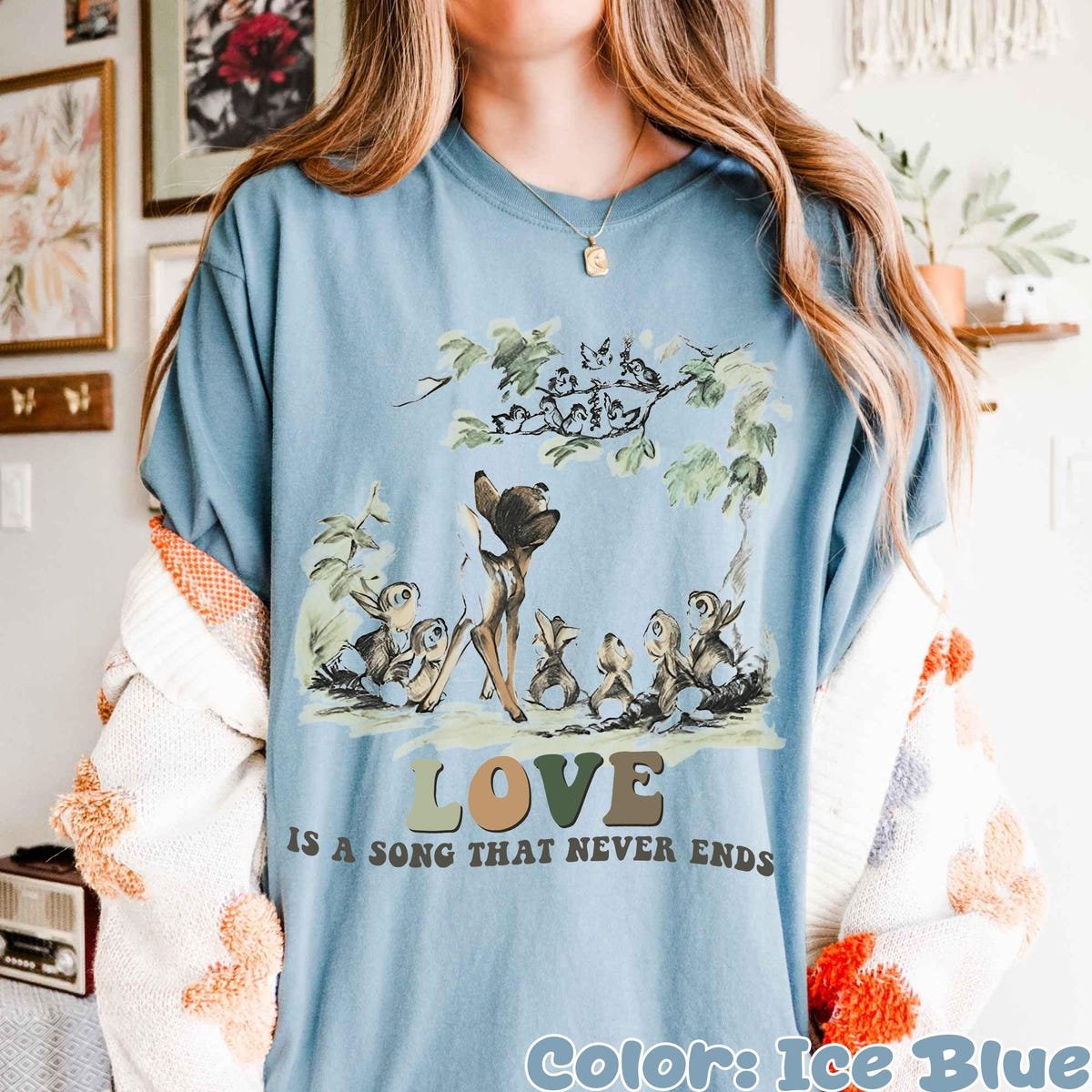 Bambi Love Shirt Classic Quote Vintage Woodland Graphic Tee