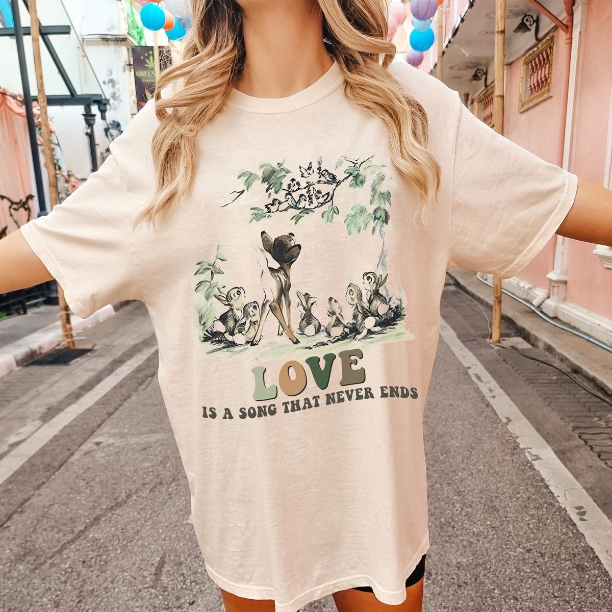 Bambi Love Shirt Classic Quote Vintage Woodland Graphic Tee