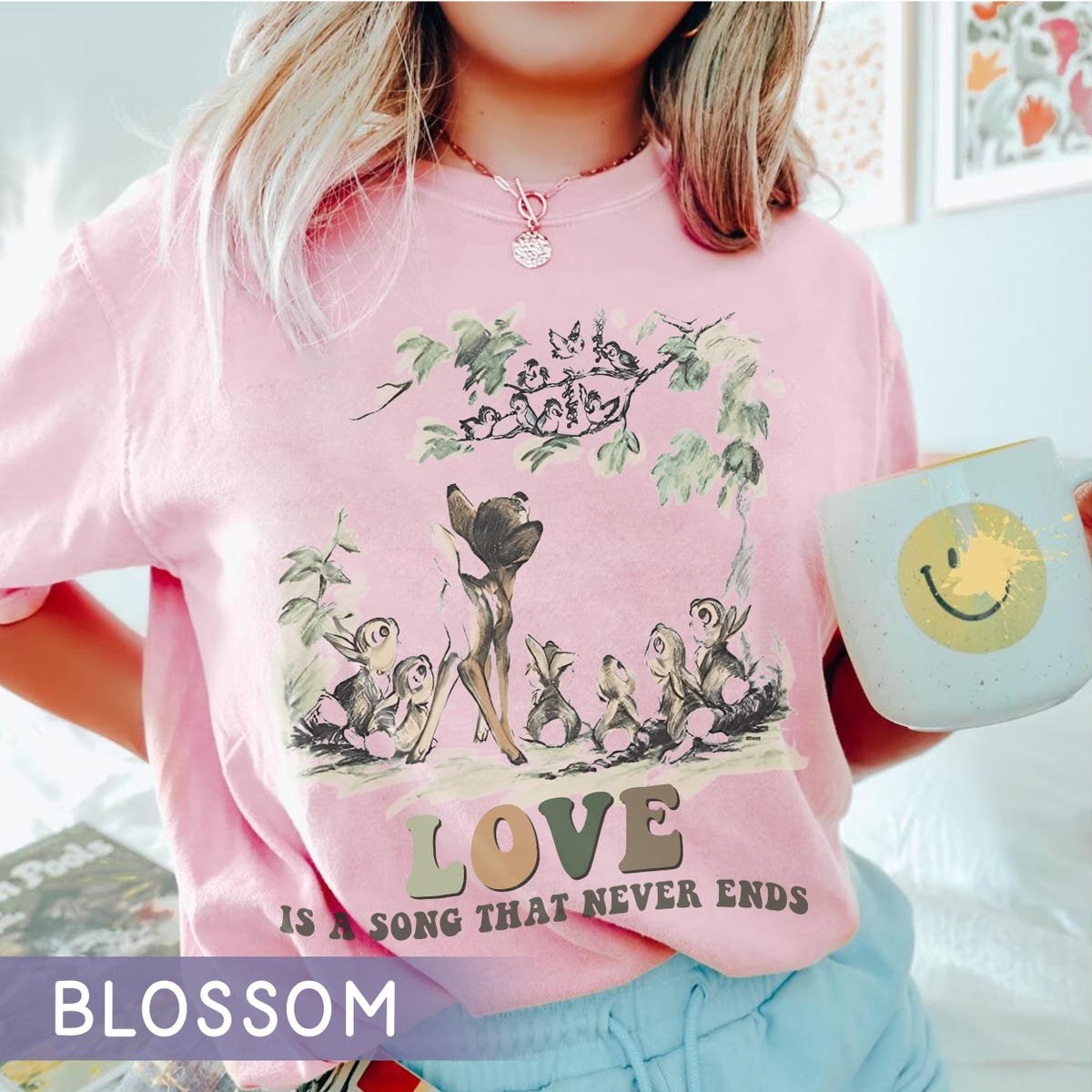 Bambi Love Shirt Classic Quote Vintage Woodland Graphic Tee