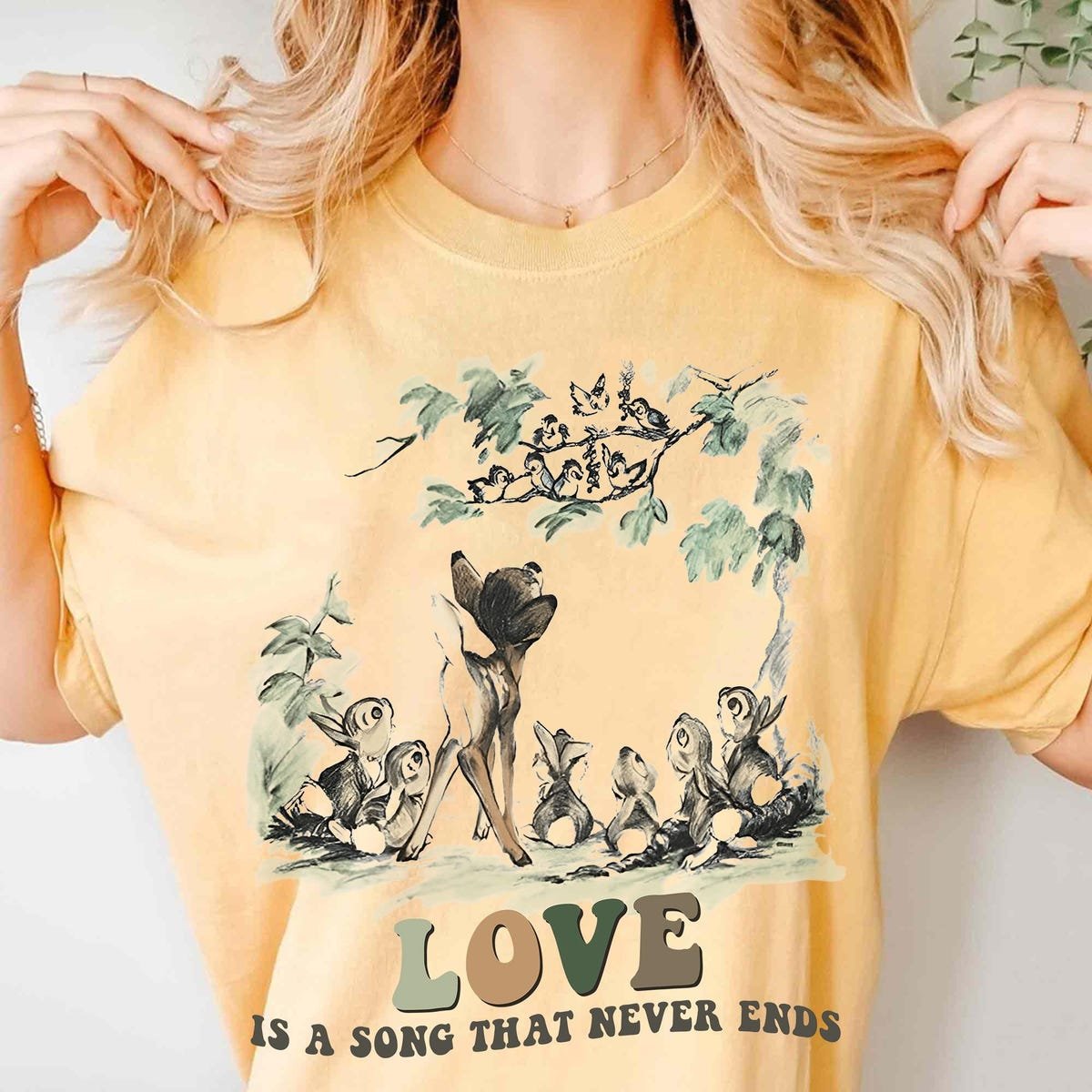 Bambi Love Shirt Classic Quote Vintage Woodland Graphic Tee