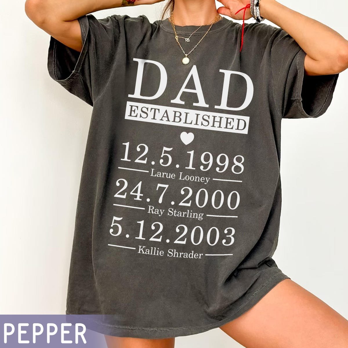 Custom Dad Shirt with Kids Birth Dates Personalized Fathers Day Gift