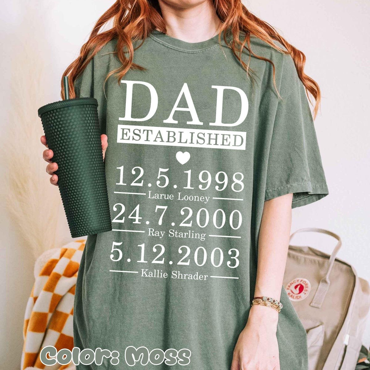 Custom Dad Shirt with Kids Birth Dates Personalized Fathers Day Gift