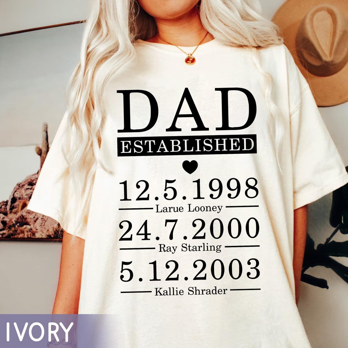 Custom Dad Shirt with Kids Birth Dates Personalized Fathers Day Gift