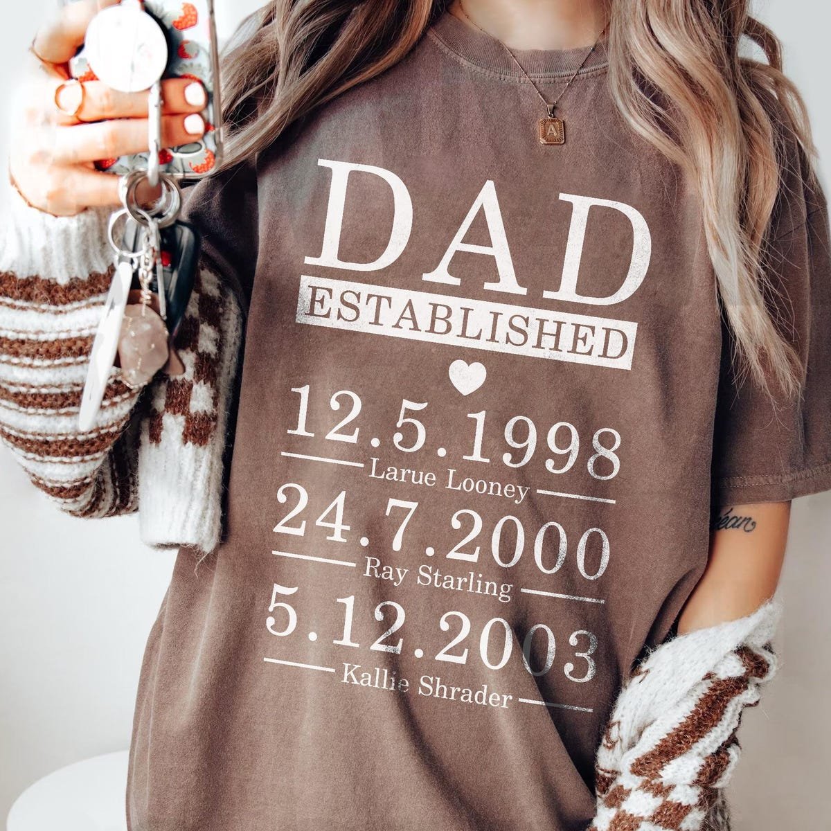 Custom Dad Shirt with Kids Birth Dates Personalized Fathers Day Gift
