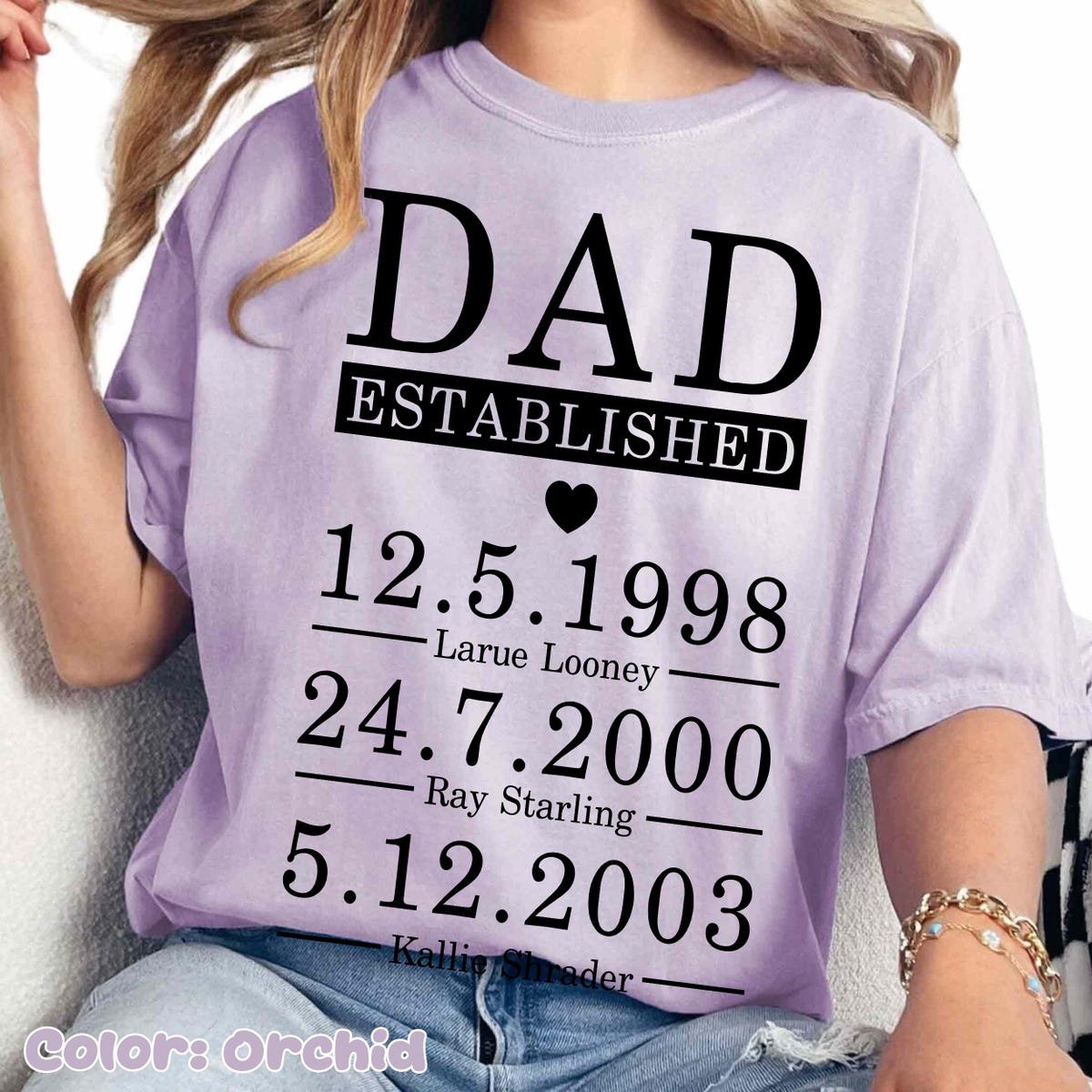 Custom Dad Shirt with Kids Birth Dates Personalized Fathers Day Gift