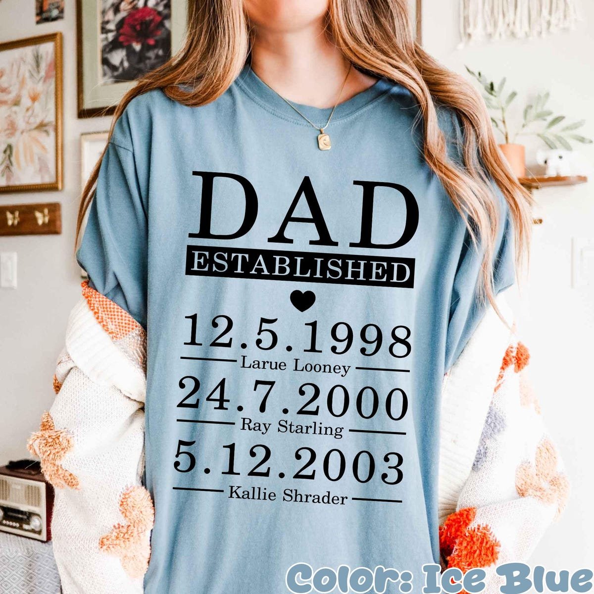 Custom Dad Shirt with Kids Birth Dates Personalized Fathers Day Gift